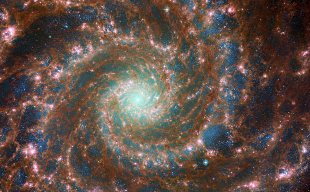 Picture of Galaxy M74. A swirling sky full of stars.